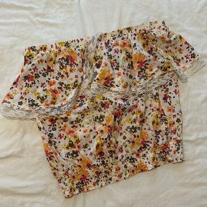 Floral strapless top